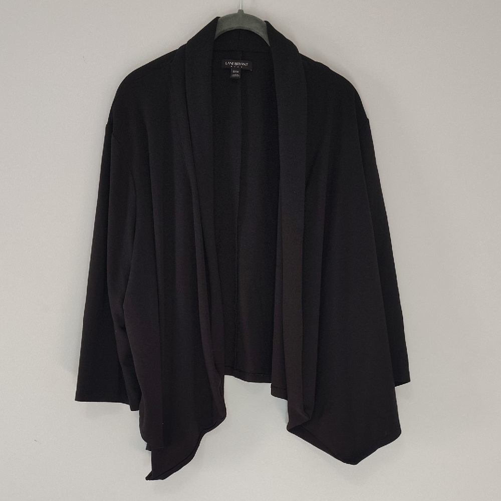 Lane Bryant Sweater 22/ 24 Open Front Knit Shrug Black Casual Versatile Layer